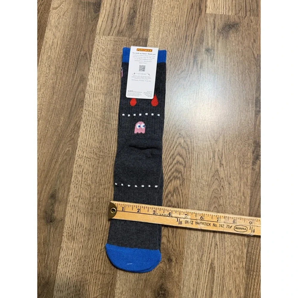Pac-Man American Red Cross Socks Unisex OSFM Gray Adult Retro Video Game NWT